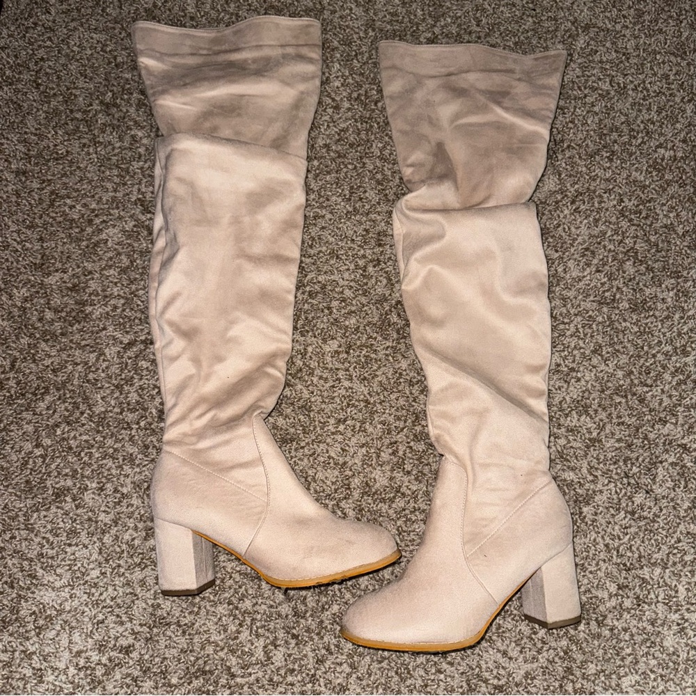 Elegant Cream Over-the-Knee Boots